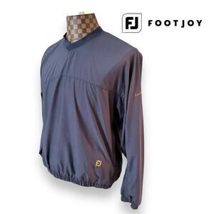 FootJoy Mens Pullover Jacket Windbreaker Navy Blue V-Neck Small Preppy Golf